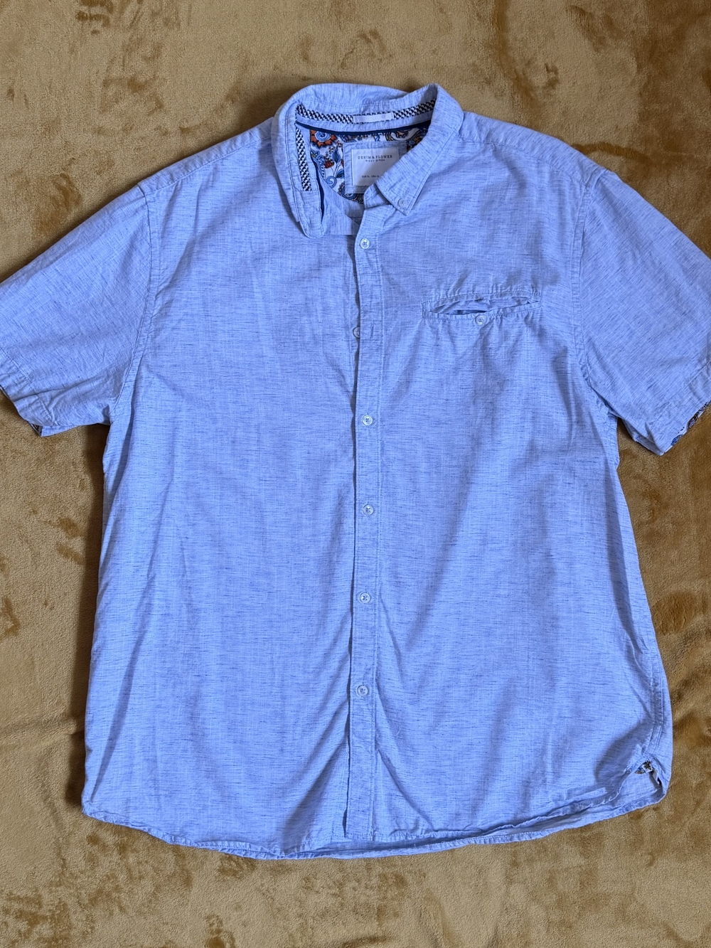 Denim & Flower Light Blue Short-Sleeve Button-Down Shirt